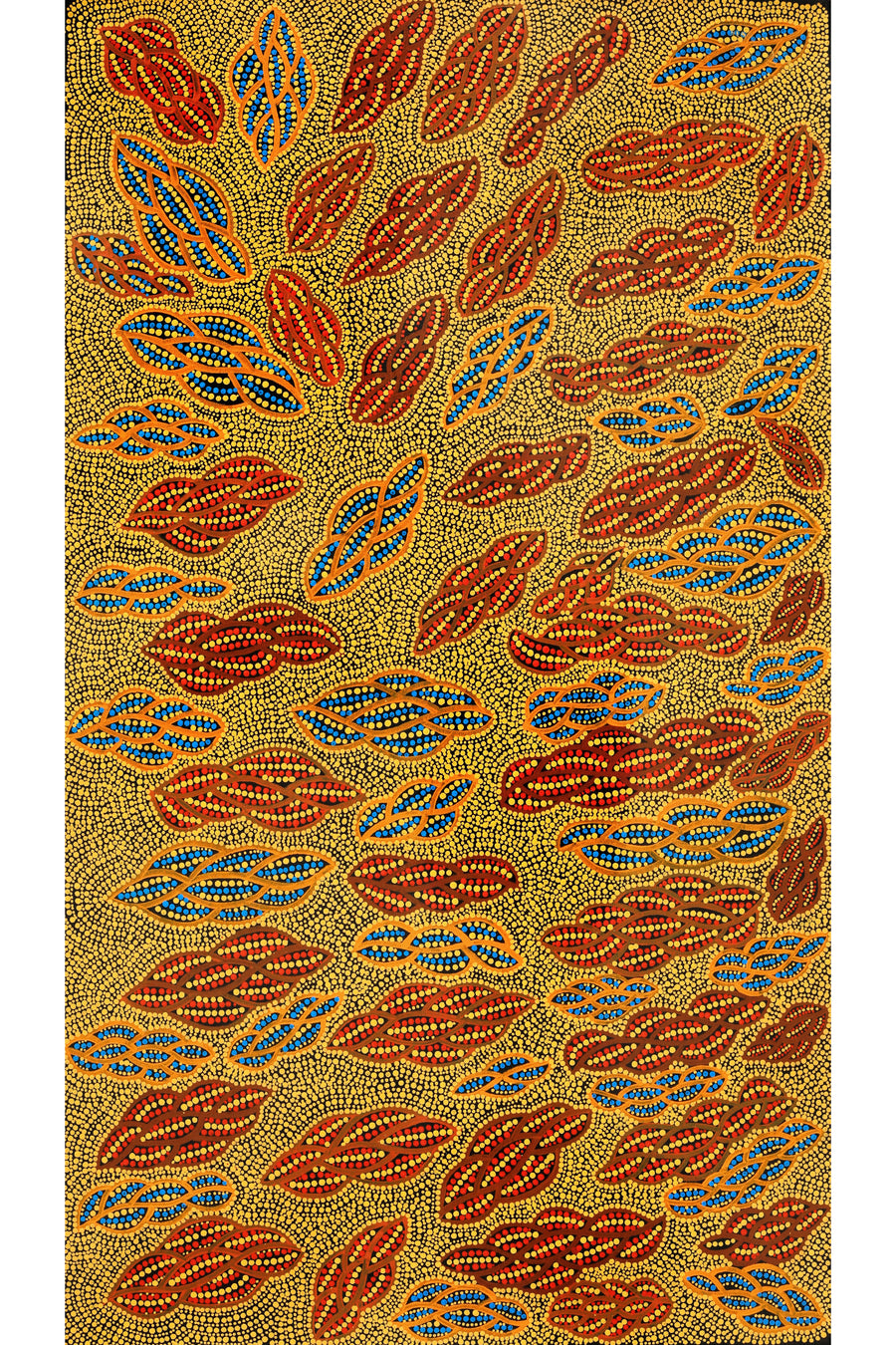 Aboriginal Artwork by Geraldine Napurrurla Langdon, Ngurlu Jukurrpa (Native Seed Dreaming), 107x61cm