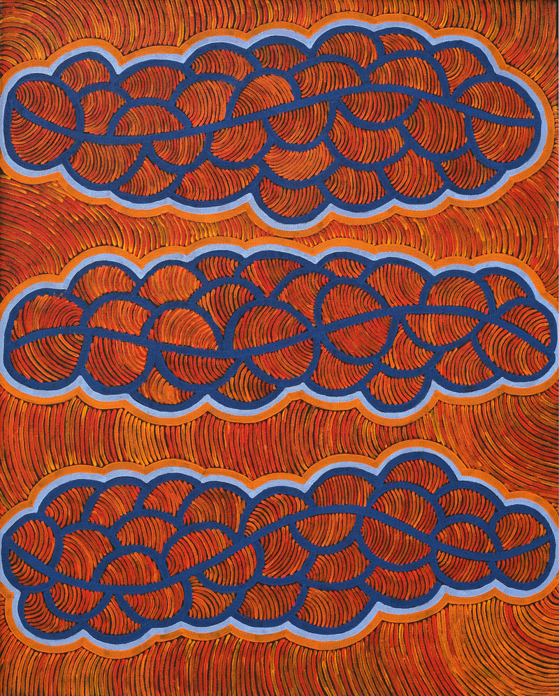 Aboriginal Artwork by Geraldine Napurrurla Langdon, Ngurlu Jukurrpa (Native Seed Dreaming), 76x61cm