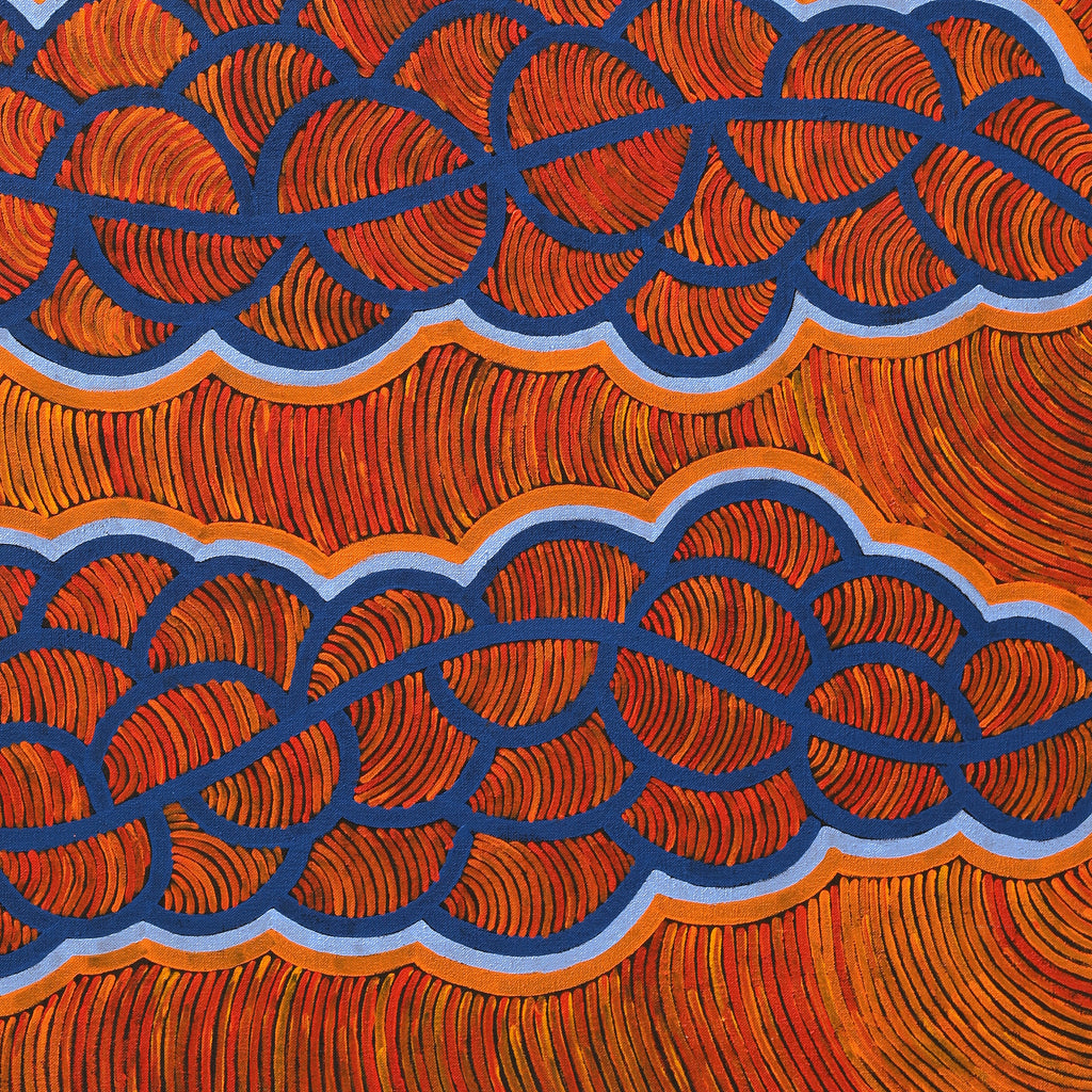 Aboriginal Artwork by Geraldine Napurrurla Langdon, Ngurlu Jukurrpa (Native Seed Dreaming), 76x61cm