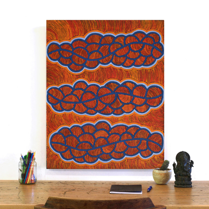 Aboriginal Artwork by Geraldine Napurrurla Langdon, Ngurlu Jukurrpa (Native Seed Dreaming), 76x61cm
