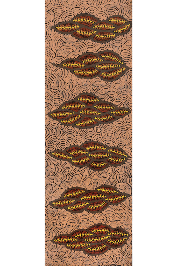 Aboriginal Artwork by Geraldine Napurrurla Langdon, Ngurlu Jukurrpa (Native Seed Dreaming), 91x30cm
