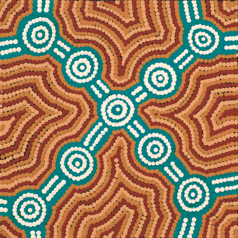 Aboriginal Artwork by Geraldine Nangala Gallagher, Yankirri Jukurrpa (Emu Dreaming) - Ngarlikurlangu, 30x30cm