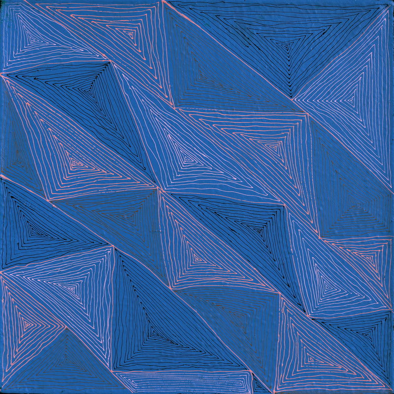 Aboriginal Artwork by Geraldine Napurrurla Wilson, Yawakiyi Jukurrpa (Native Currant Dreaming), 46x46cm