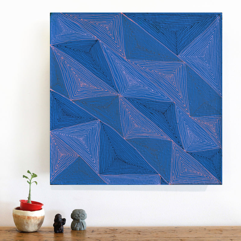 Aboriginal Artwork by Geraldine Napurrurla Wilson, Yawakiyi Jukurrpa (Native Currant Dreaming), 46x46cm