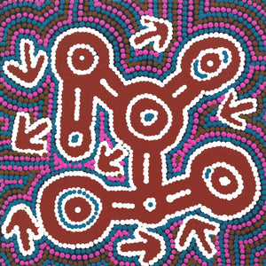 Aboriginal Artwork by Geraldine Nangala Gallagher, Yankirri Jukurrpa - Ngarna, 30x30cm - ART ARK®