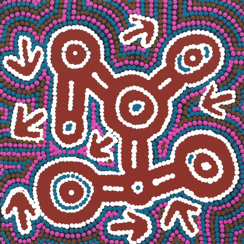 Aboriginal Artwork by Geraldine Nangala Gallagher, Yankirri Jukurrpa - Ngarna, 30x30cm