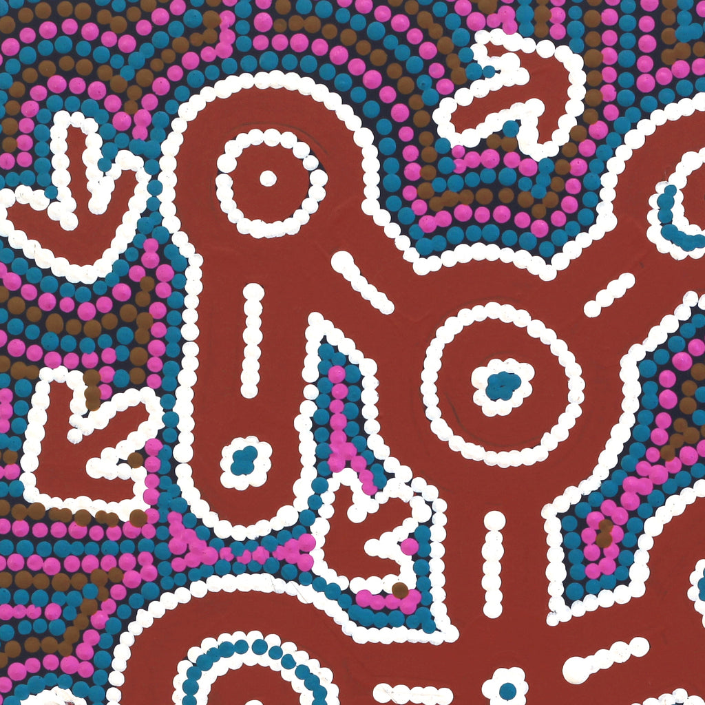 Aboriginal Artwork by Geraldine Nangala Gallagher, Yankirri Jukurrpa - Ngarna, 30x30cm