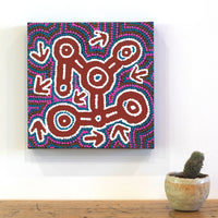 Aboriginal Artwork by Geraldine Nangala Gallagher, Yankirri Jukurrpa - Ngarna, 30x30cm
