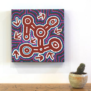 Aboriginal Artwork by Geraldine Nangala Gallagher, Yankirri Jukurrpa - Ngarna, 30x30cm - ART ARK®
