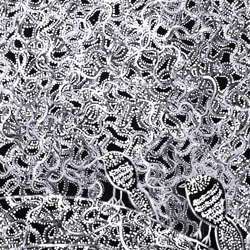 Aboriginal Artwork by Geraldine Napangardi Granites, Jurlpu kuja kalu nyinami Yurntumu-wana, 46x46cm