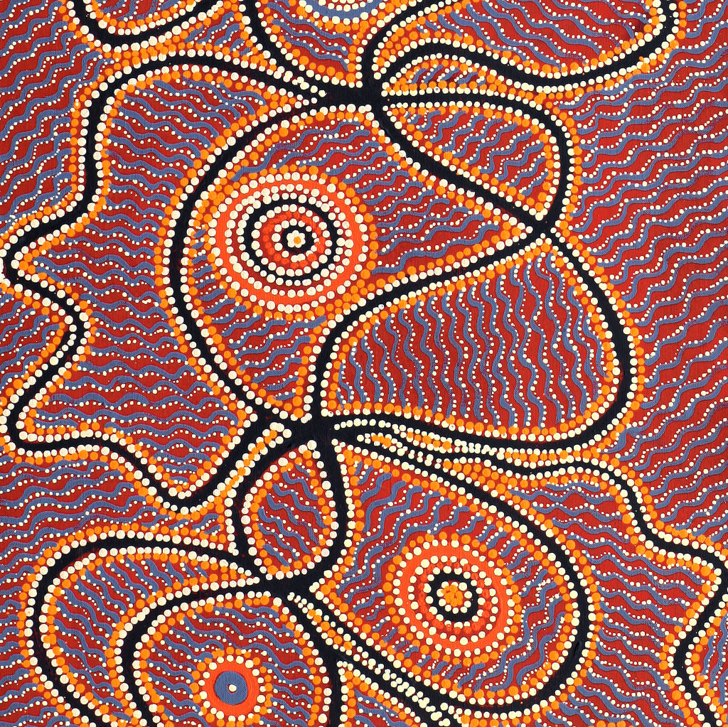 Aboriginal Artwork by Geraldine Napangardi Granites, Ngalyipi Jukurrpa (Snake Vine Dreaming) - Purturlu, 122x46cm
