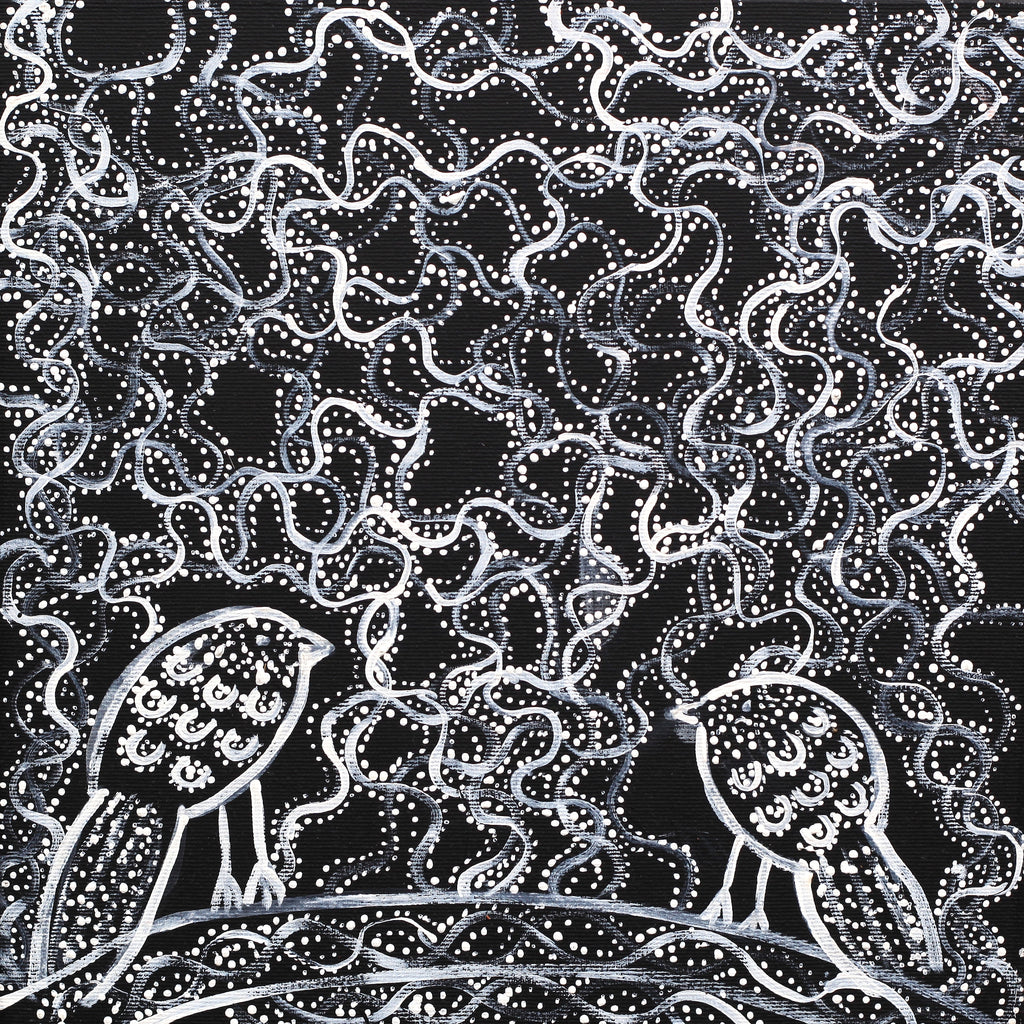 Aboriginal Artwork by Geraldine Napangardi Granites, Jurlpu kuja kalu nyinami Yurntumu-wana, 30x30cm