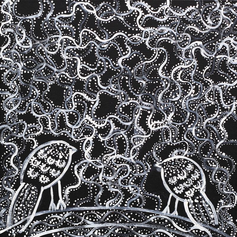 Aboriginal Artwork by Geraldine Napangardi Granites, Jurlpu kuja kalu nyinami Yurntumu-wana, 30x30cm