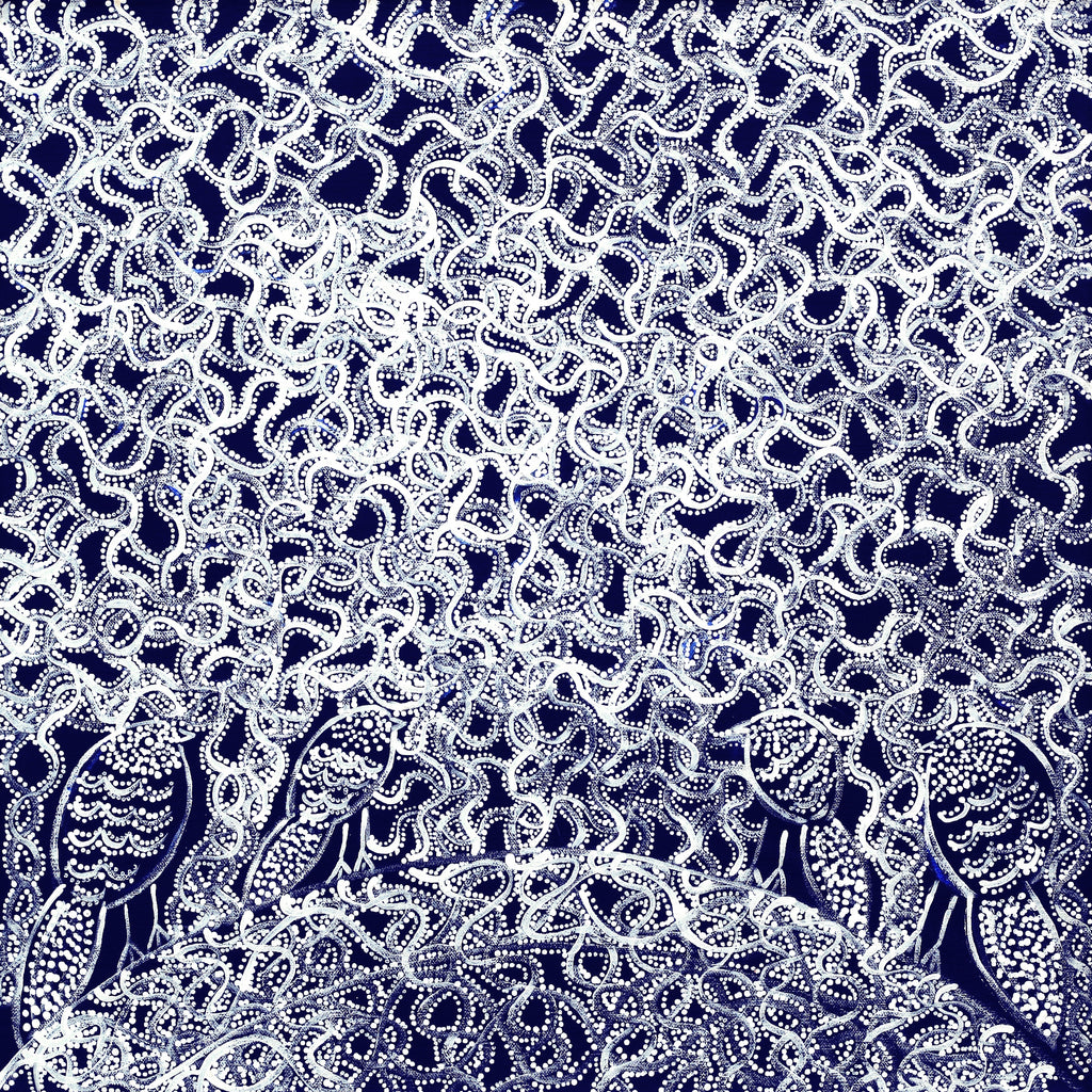 Aboriginal Artwork by Geraldine Napangardi Granites, Jurlpu kuja kalu nyinami Yurntumu-wana, 46x46cm