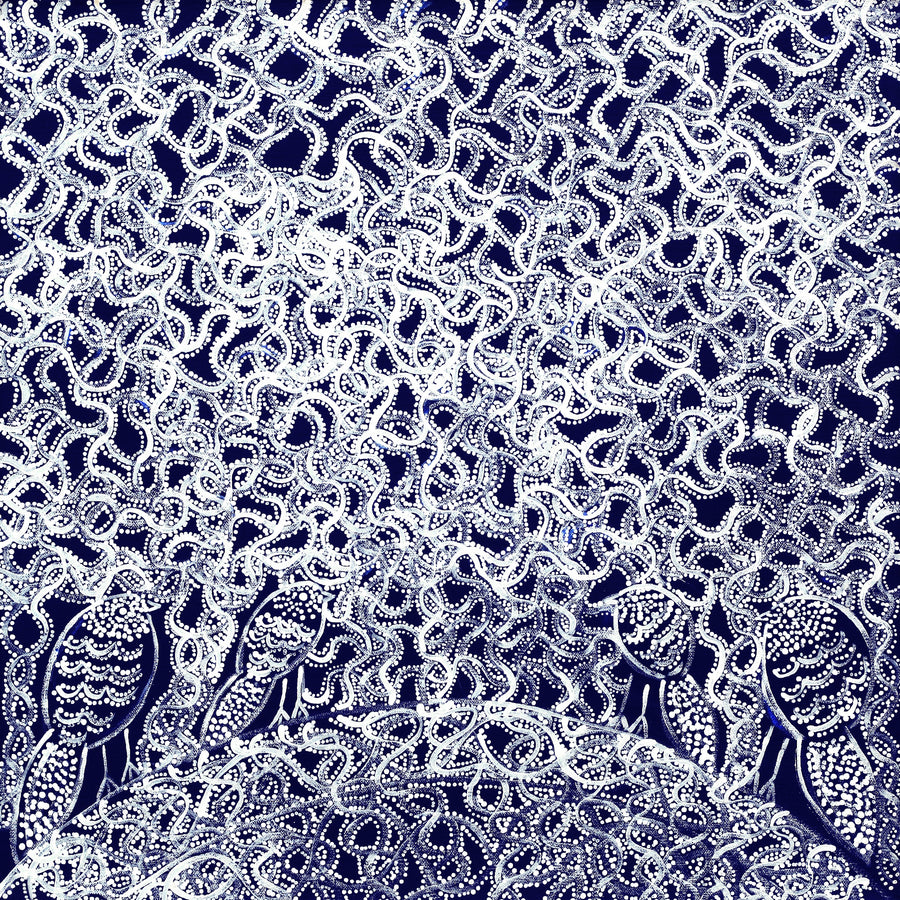 Aboriginal Artwork by Geraldine Napangardi Granites, Jurlpu kuja kalu nyinami Yurntumu-wana, 46x46cm