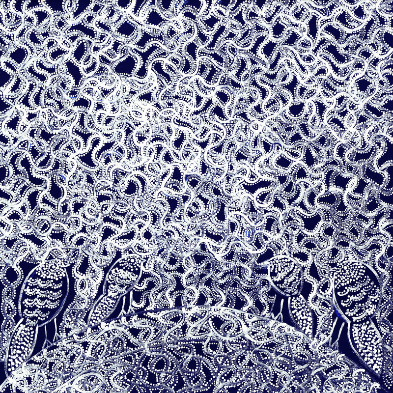 Aboriginal Artwork by Geraldine Napangardi Granites, Jurlpu kuja kalu nyinami Yurntumu-wana, 46x46cm