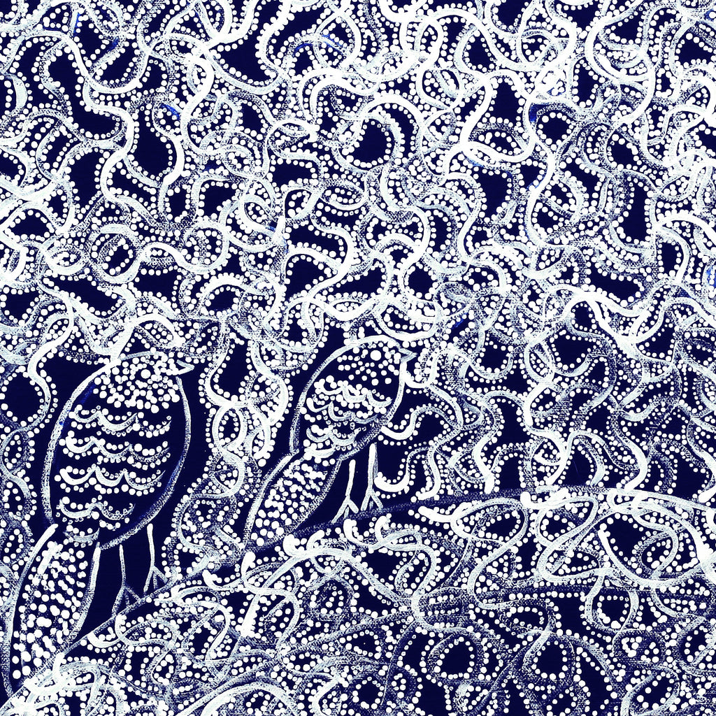 Aboriginal Artwork by Geraldine Napangardi Granites, Jurlpu kuja kalu nyinami Yurntumu-wana, 46x46cm