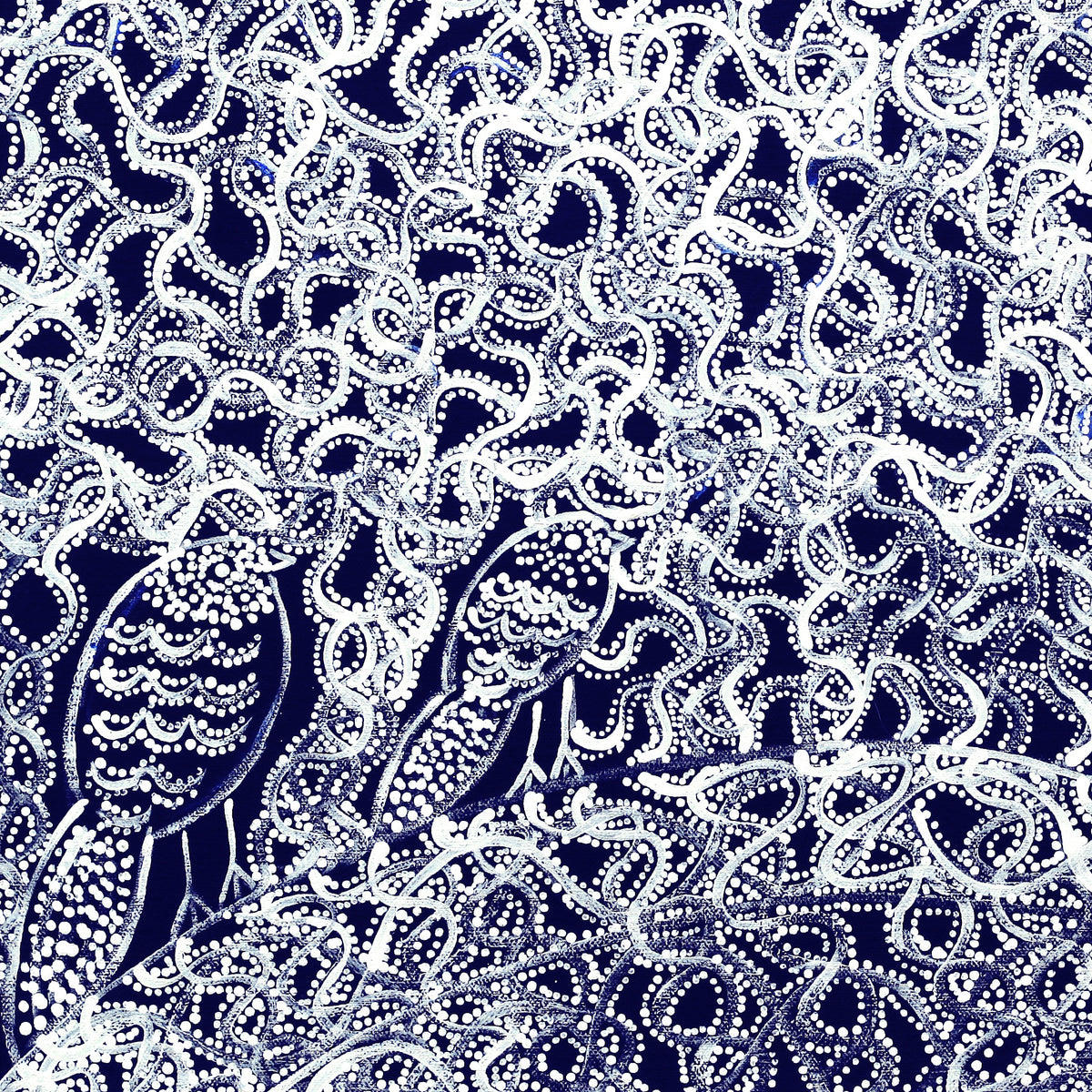 Aboriginal Artwork by Geraldine Napangardi Granites, Jurlpu kuja kalu nyinami Yurntumu-wana, 46x46cm