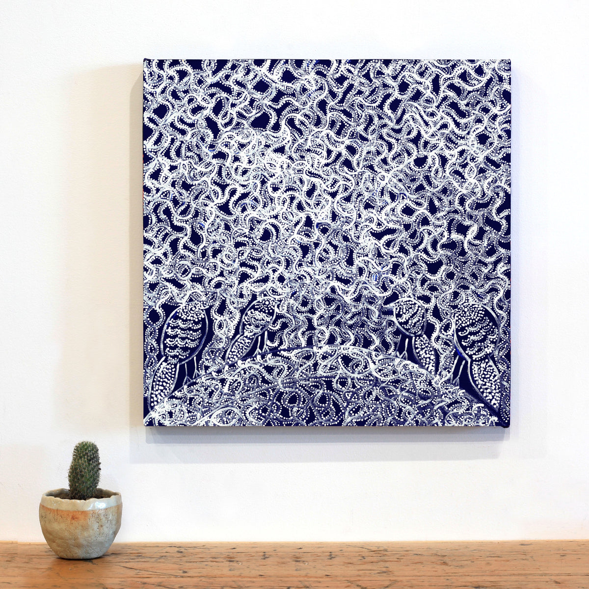 Aboriginal Artwork by Geraldine Napangardi Granites, Jurlpu kuja kalu nyinami Yurntumu-wana, 46x46cm