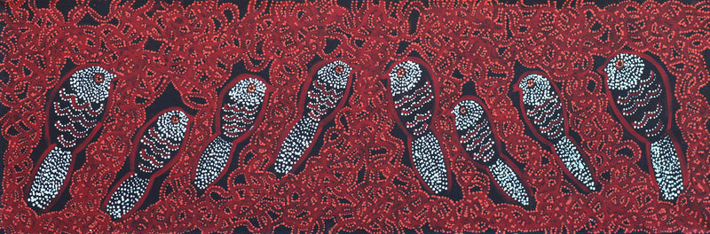 Aboriginal Artwork by Geraldine Napangardi Granites, Ngalyipi Jukurrpa (Snake Vine Dreaming) - Purturlu, 91x30cm