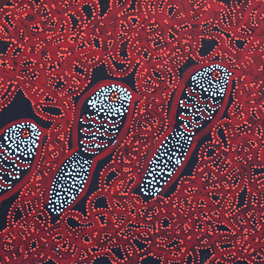 Aboriginal Artwork by Geraldine Napangardi Granites, Ngalyipi Jukurrpa (Snake Vine Dreaming) - Purturlu, 91x30cm