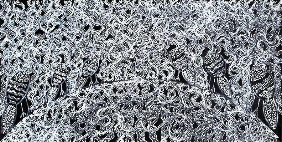 Aboriginal Artwork by Geraldine Napangardi Granites, Jurlpu kuja kalu nyinami Yurntumu-wana, 61x30cm
