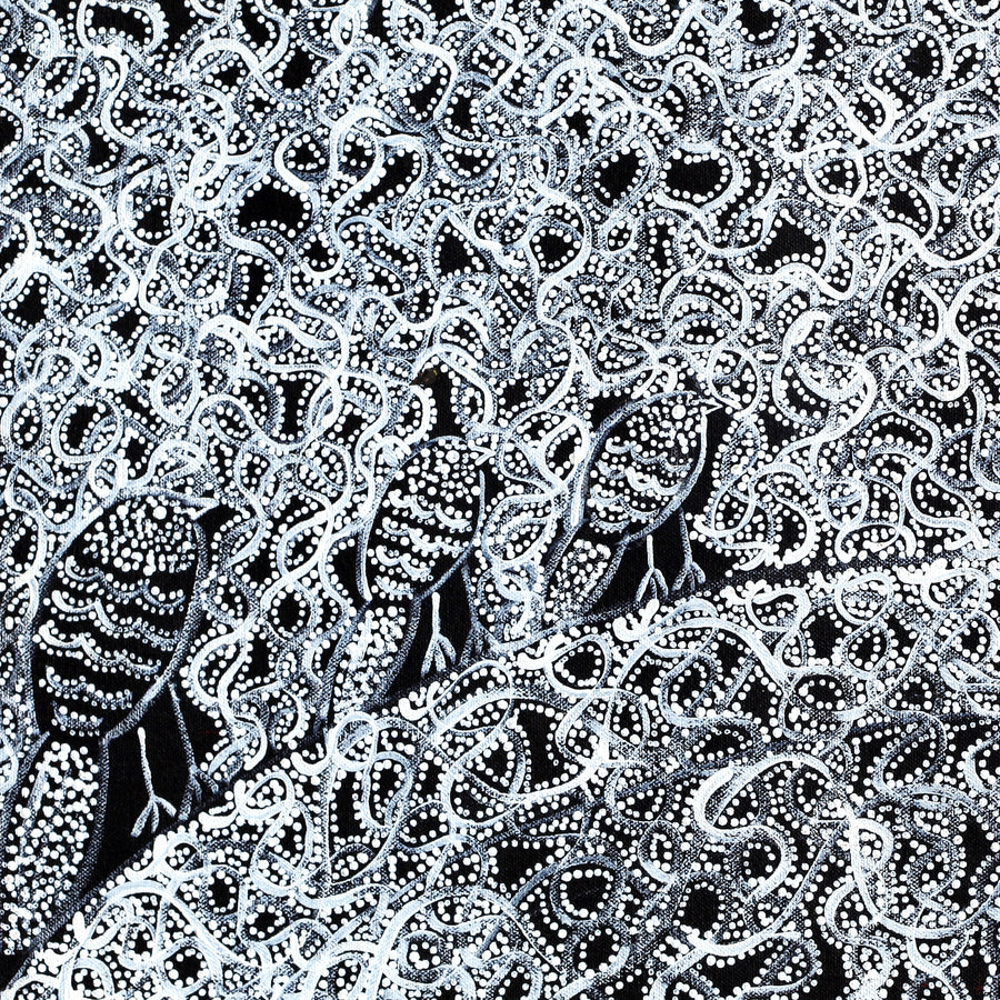 Aboriginal Artwork by Geraldine Napangardi Granites, Jurlpu kuja kalu nyinami Yurntumu-wana, 61x30cm