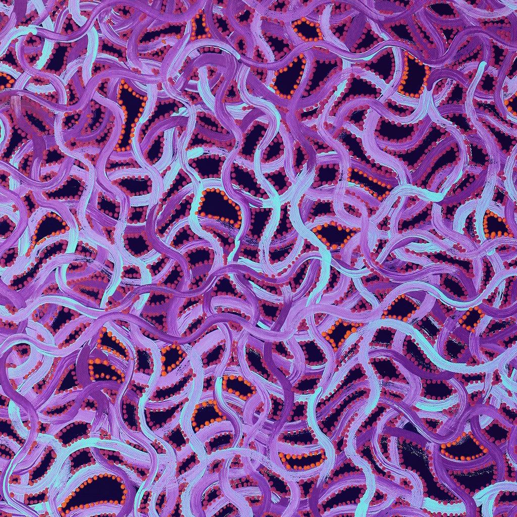 Aboriginal Artwork by Geraldine Napangardi Granites, Ngalyipi Jukurrpa (Snake Vine Dreaming) - Yanjirlpiri, 61x46cm