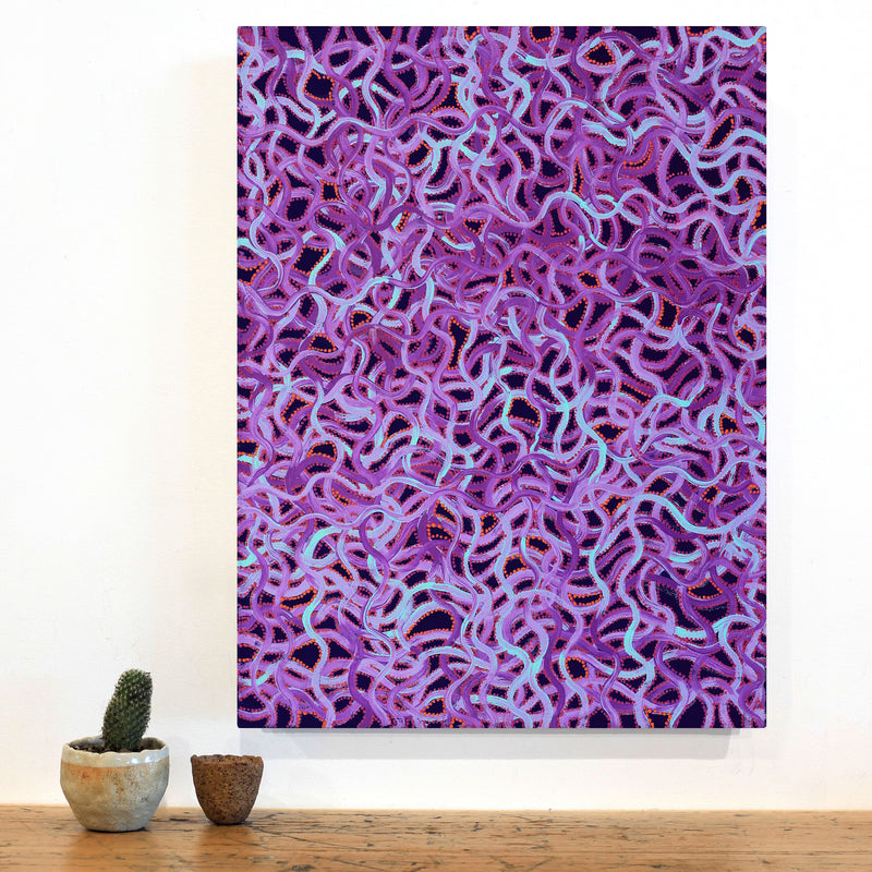 Aboriginal Artwork by Geraldine Napangardi Granites, Ngalyipi Jukurrpa (Snake Vine Dreaming) - Yanjirlpiri, 61x46cm