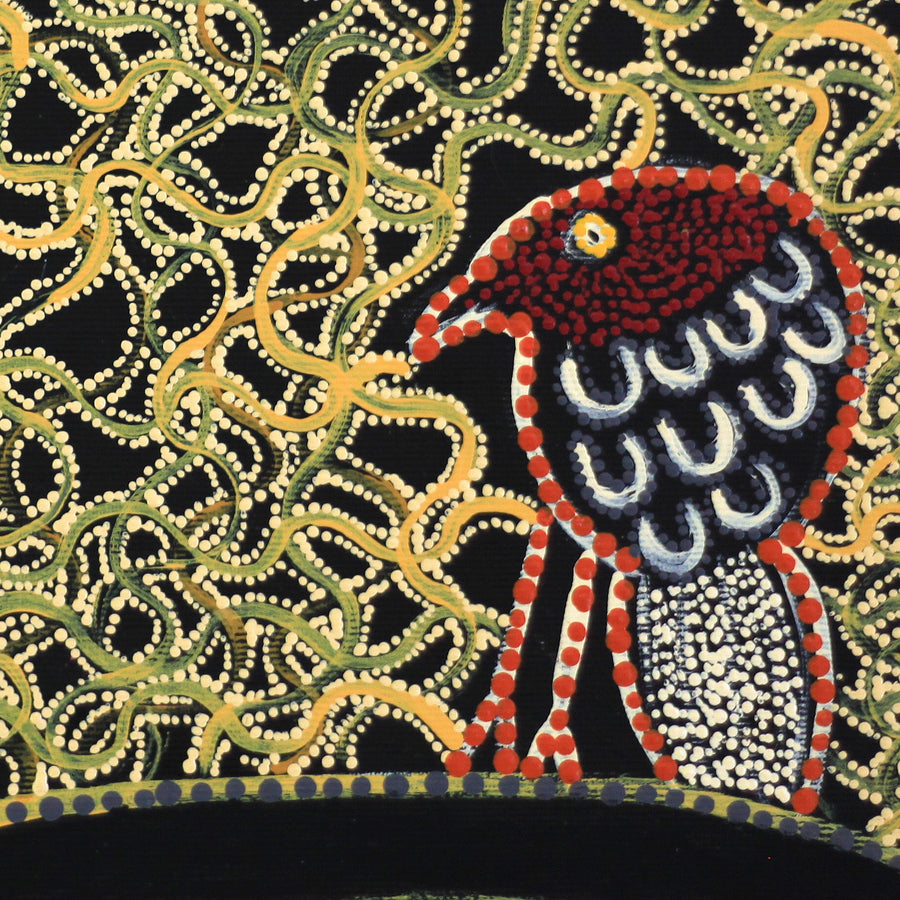 Aboriginal Artwork by Geraldine Napangardi Granites, Jurlpu kuja kalu nyinami Yurntumu-wana, 30x30cm