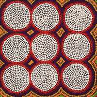 Aboriginal Artwork by Gisella Napaljarri Dickson, Lukarrara Jukurrpa (Desert Fringe-rush Seed Dreaming), 30x30cm