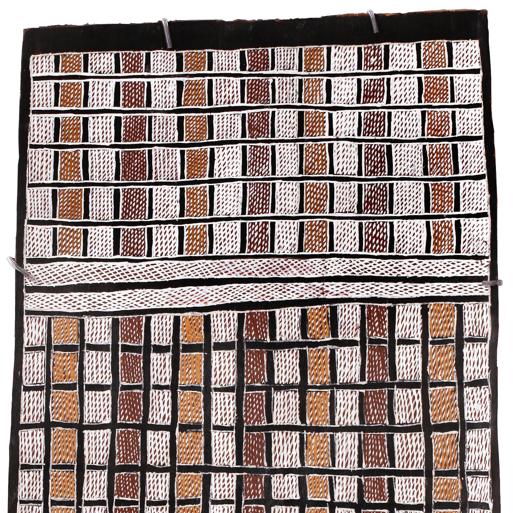 Aboriginal Artwork by Gitjaki Munuŋgurr, Djapu Design, 103x55cm Bark