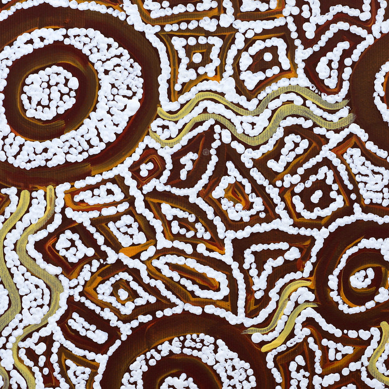 Aboriginal Artwork by Glen Jampijinpa Martin, Janganpa Jukurrpa (Brush-tail Possum Dreaming) - Mawurrji, 30x30cm
