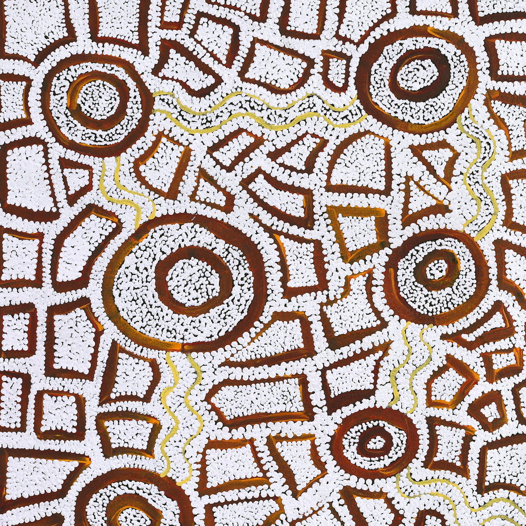 Aboriginal Artwork by Glen Jampijinpa Martin, Janganpa Jukurrpa - Mawurrji, 107x61cm