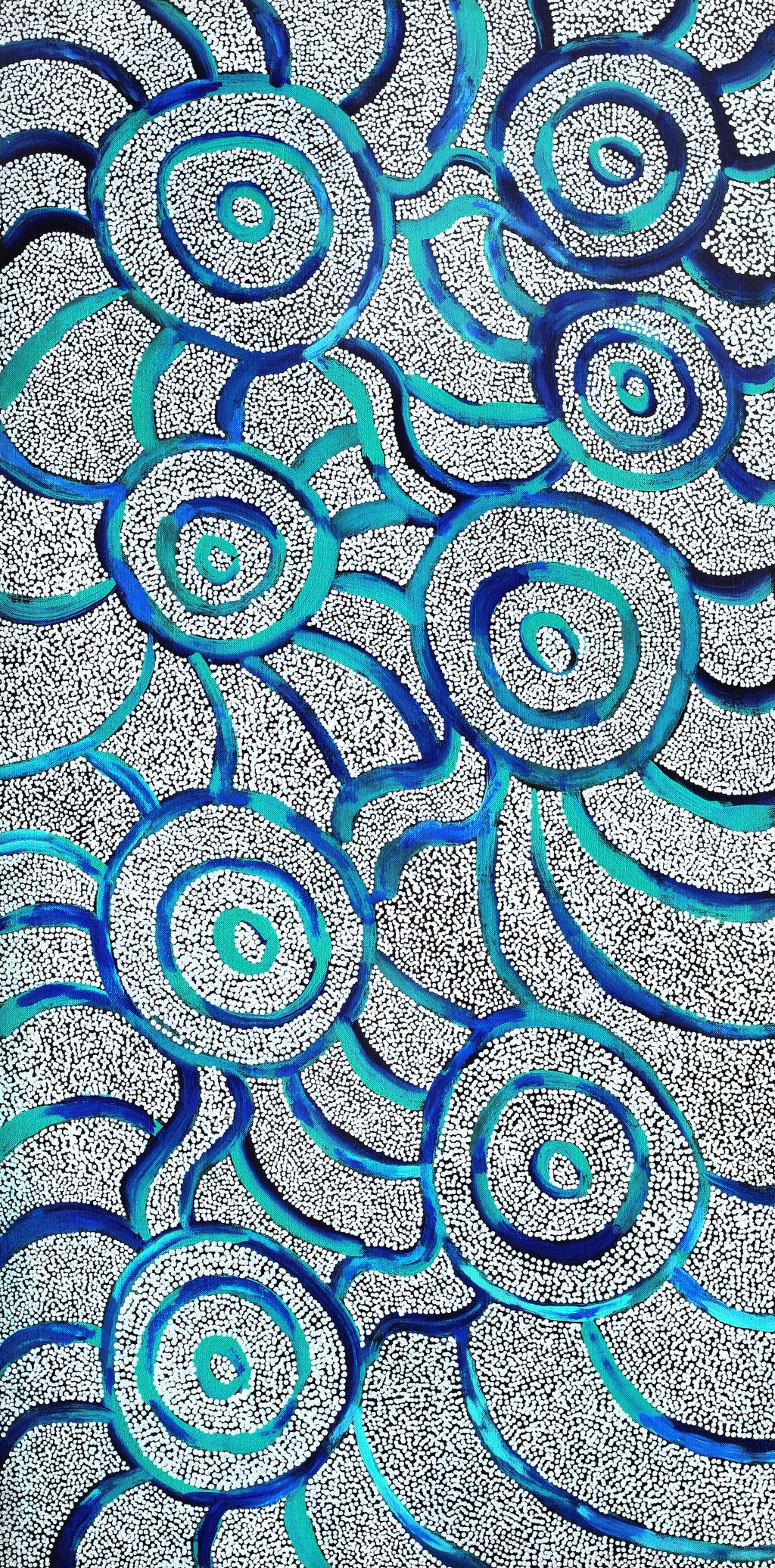 Aboriginal Artwork by Glen Jampijinpa Martin, Janganpa Jukurrpa (Brush-tail Possum Dreaming)- Mawurrji, 91x46cm