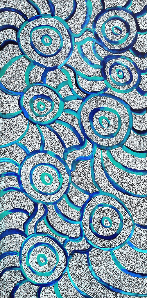 Aboriginal Artwork by Glen Jampijinpa Martin, Janganpa Jukurrpa (Brush-tail Possum Dreaming)- Mawurrji, 91x46cm