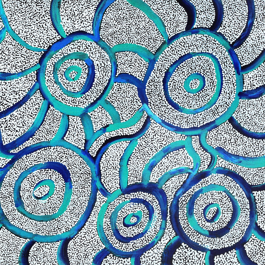 Aboriginal Artwork by Glen Jampijinpa Martin, Janganpa Jukurrpa (Brush-tail Possum Dreaming)- Mawurrji, 91x46cm