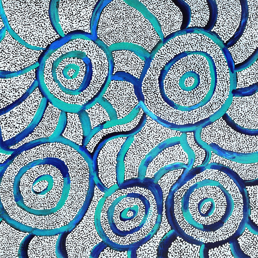 Aboriginal Artwork by Glen Jampijinpa Martin, Janganpa Jukurrpa (Brush-tail Possum Dreaming)- Mawurrji, 91x46cm