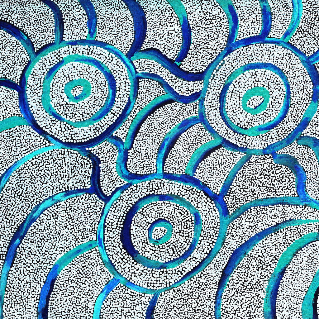 Aboriginal Artwork by Glen Jampijinpa Martin, Janganpa Jukurrpa (Brush-tail Possum Dreaming)- Mawurrji, 91x46cm