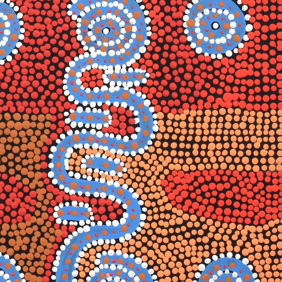 Aboriginal Artwork by Glenda Napanangka Martin, Ngapa Jukurrpa (Water Dreaming) - Puyurru, 30x30cm