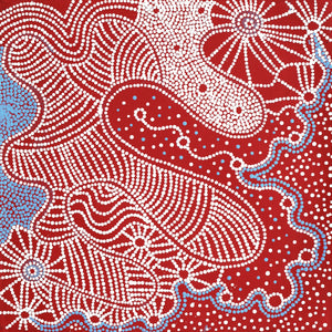 Aboriginal Art by Glenda Napanangka Martin, Ngapa Jukurrpa (Water Dreaming) - Puyurru, 46x46cm - ART ARK®