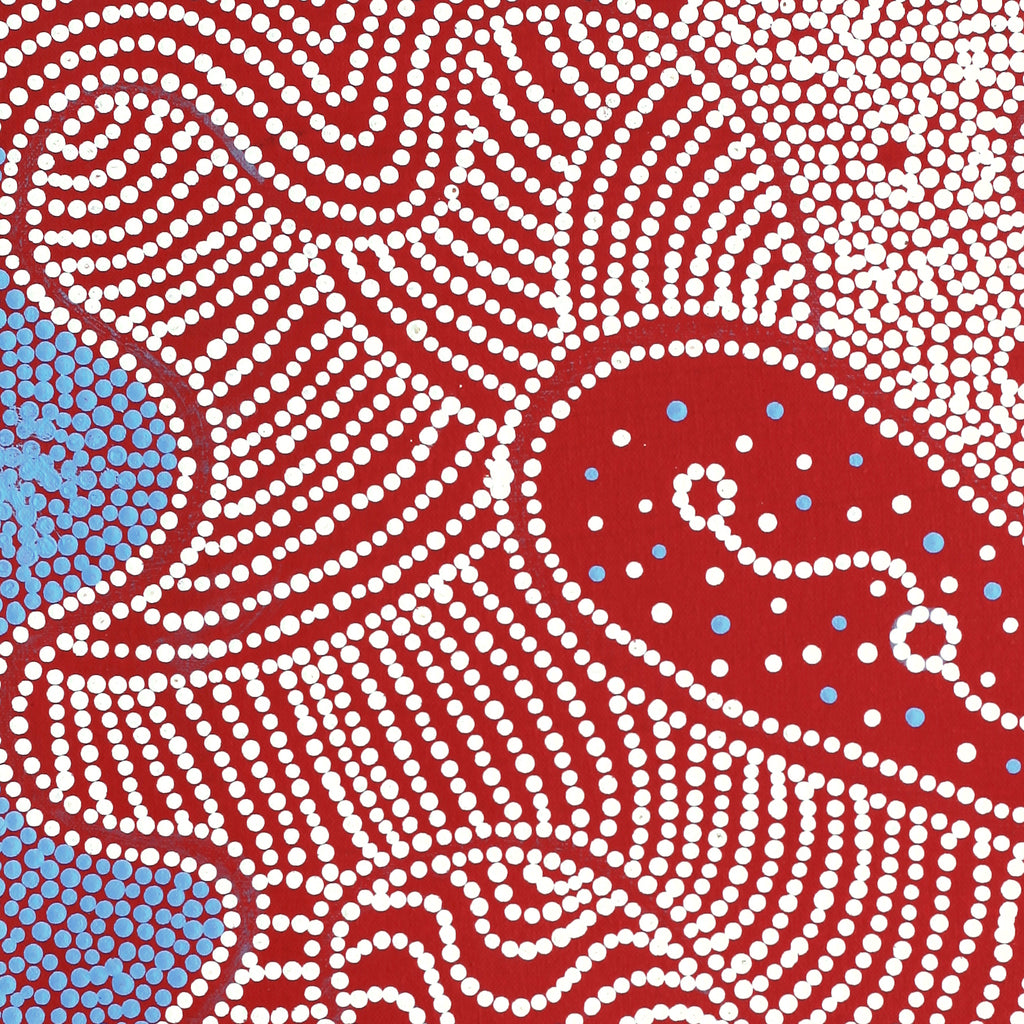Aboriginal Artwork by Glenda Napanangka Martin, Ngapa Jukurrpa (Water Dreaming) - Puyurru, 46x46cm
