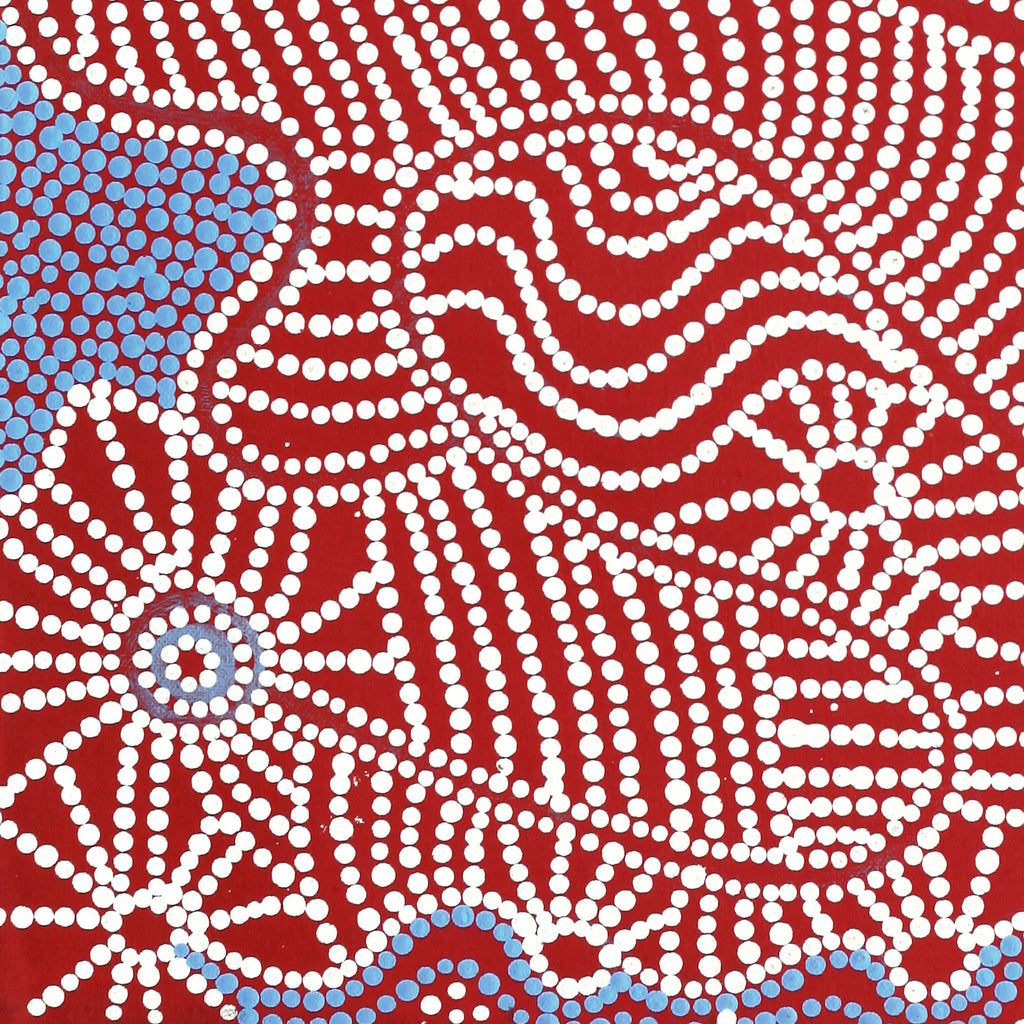 Aboriginal Artwork by Glenda Napanangka Martin, Ngapa Jukurrpa (Water Dreaming) - Puyurru, 46x46cm