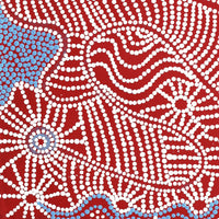 Aboriginal Artwork by Glenda Napanangka Martin, Ngapa Jukurrpa (Water Dreaming) - Puyurru, 46x46cm