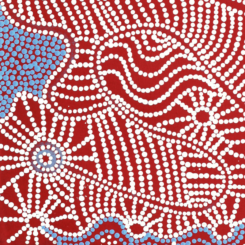 Aboriginal Artwork by Glenda Napanangka Martin, Ngapa Jukurrpa (Water Dreaming) - Puyurru, 46x46cm