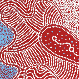 Aboriginal Art by Glenda Napanangka Martin, Ngapa Jukurrpa (Water Dreaming) - Puyurru, 46x46cm - ART ARK®