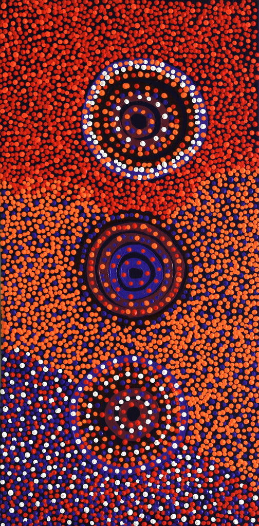 Aboriginal Artwork by Glenda Napanangka Martin, Ngapa Jukurrpa (Water Dreaming) - Puyurru, 61x30cm