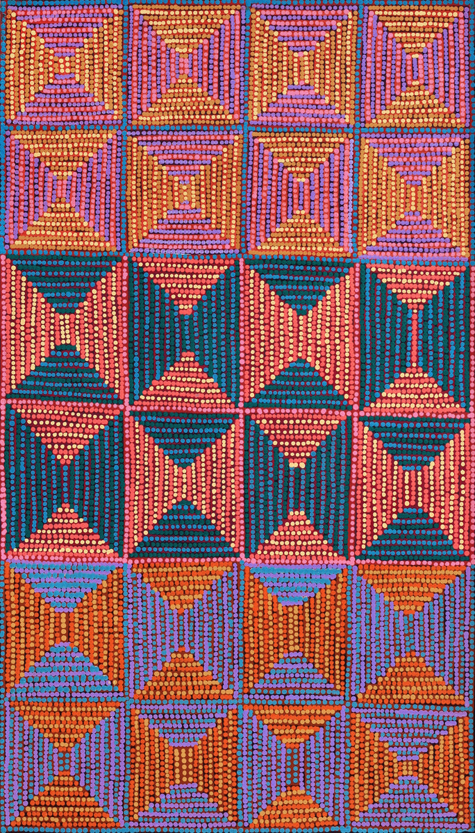 Aboriginal Art by Gloria Napangardi Gill, Lukarrara Jukurrpa, 122x76cm - ART ARK®