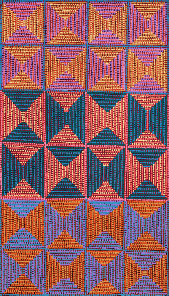 Aboriginal Artwork by Gloria Napangardi Gill, Lukarrara Jukurrpa, 107x61cm