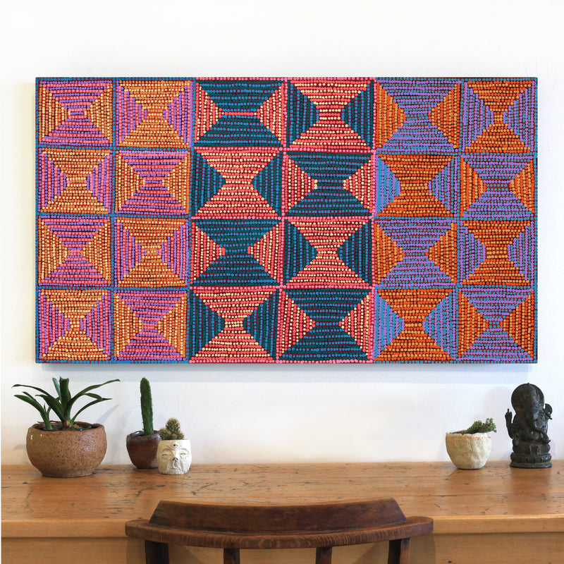 Aboriginal Artwork by Gloria Napangardi Gill, Lukarrara Jukurrpa, 122x76cm